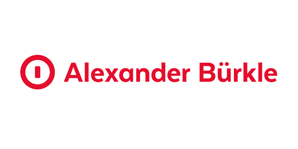 Logo with a red circle and "i" on the left, followed by "Alexander Bürkle" written in red text.
