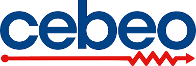Logo of "Cebeo" with the name in blue lowercase letters and a red arrow pointing right beneath it.