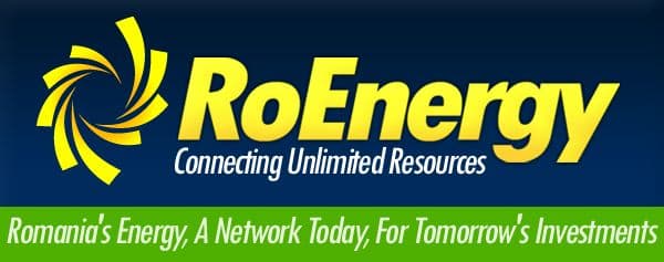 RoEnergy logo. Text reads: "Connecting Unlimited Resources. Romania's Energy, A Network Today, For Tomorrow's Investments.