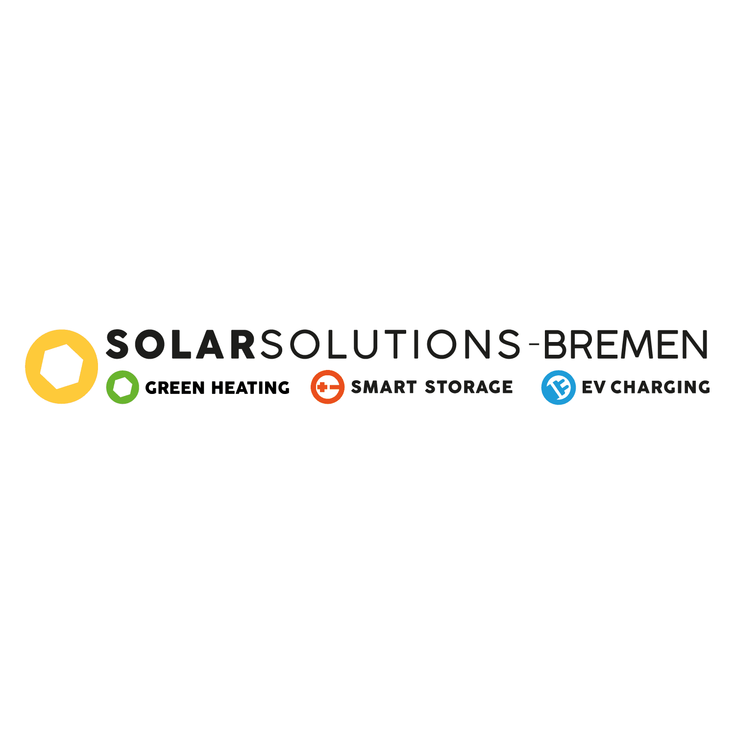 Solar Solutions Bremen logo featuring the text "Solar Solutions Bremen" accompanied by icons and phrases "Green Heating," "Smart Storage," and "EV Charging.
