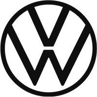 Black Volkswagen logo consisting of the letter "V" stacked over the letter "W" within a circle.