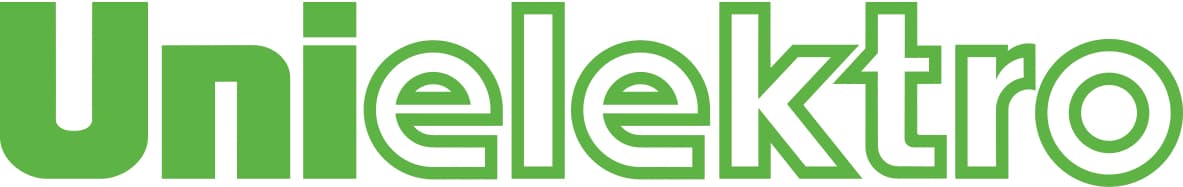 Logo of "Unielektro" with the text in bold, green lettering.