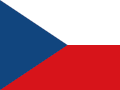The flag of the Czech Republic, featuring two horizontal bands of white (top) and red (bottom) with a blue isosceles triangle extending from the hoist side.