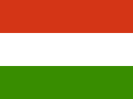 The image shows the flag of Hungary, which consists of three horizontal stripes of red (top), white (middle), and green (bottom).